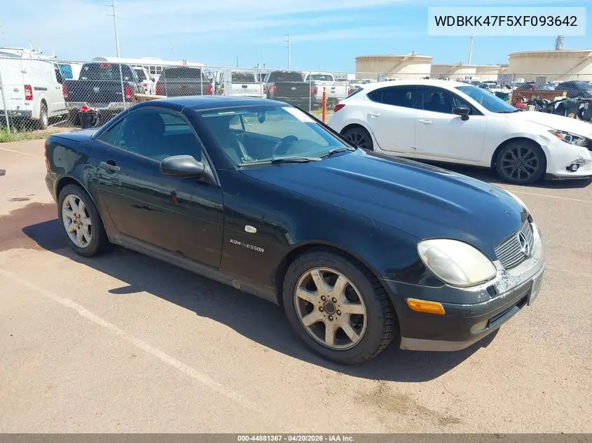1999 Mercedes-Benz Slk 230 Kompressor VIN: WDBKK47F5XF093642 Lot: 44881367