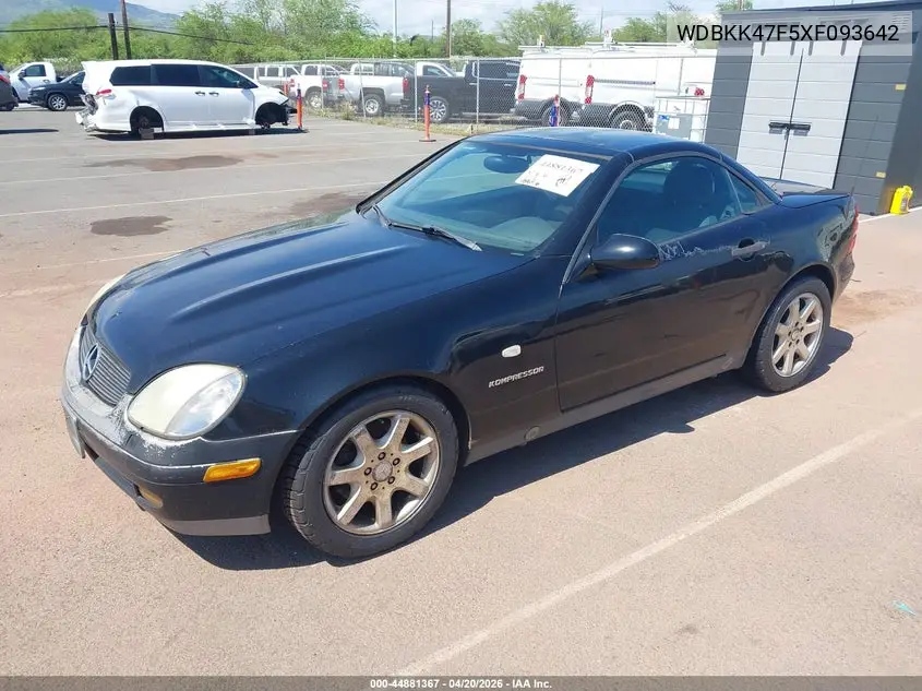 1999 Mercedes-Benz Slk 230 Kompressor VIN: WDBKK47F5XF093642 Lot: 44881367