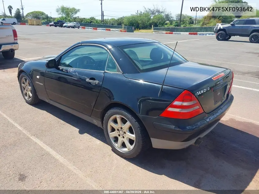 1999 Mercedes-Benz Slk 230 Kompressor VIN: WDBKK47F5XF093642 Lot: 44881367