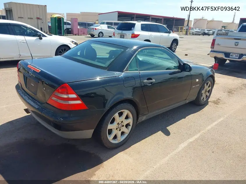 1999 Mercedes-Benz Slk 230 Kompressor VIN: WDBKK47F5XF093642 Lot: 44881367