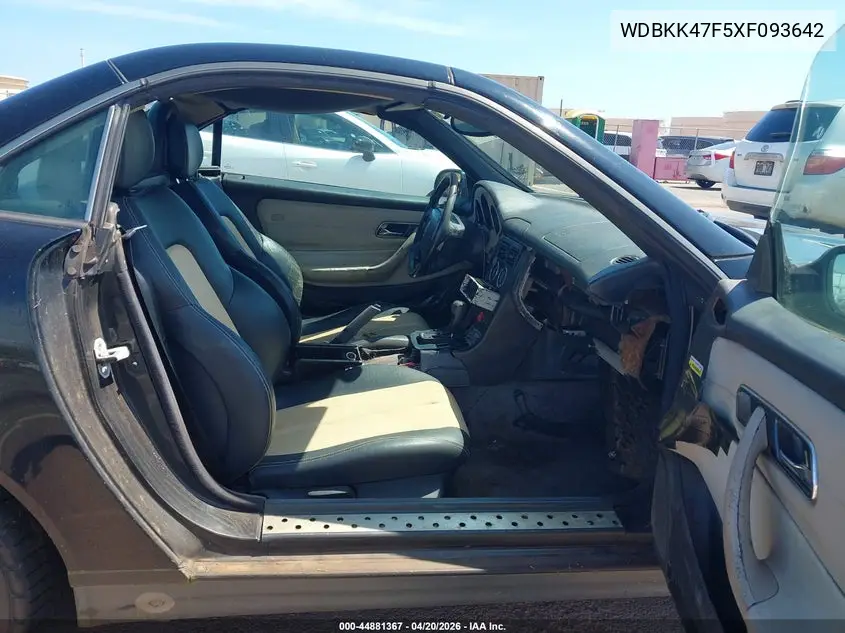 1999 Mercedes-Benz Slk 230 Kompressor VIN: WDBKK47F5XF093642 Lot: 44881367