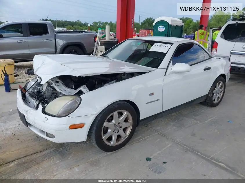 1999 Mercedes-Benz Slk 230 Kompressor VIN: WDBKK47F1XF131125 Lot: 45489712