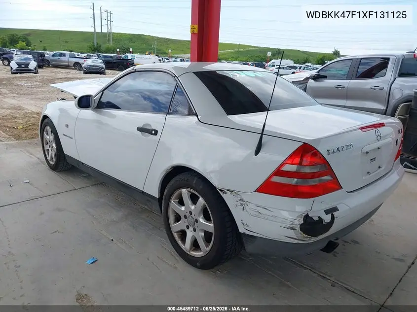 1999 Mercedes-Benz Slk 230 Kompressor VIN: WDBKK47F1XF131125 Lot: 45489712