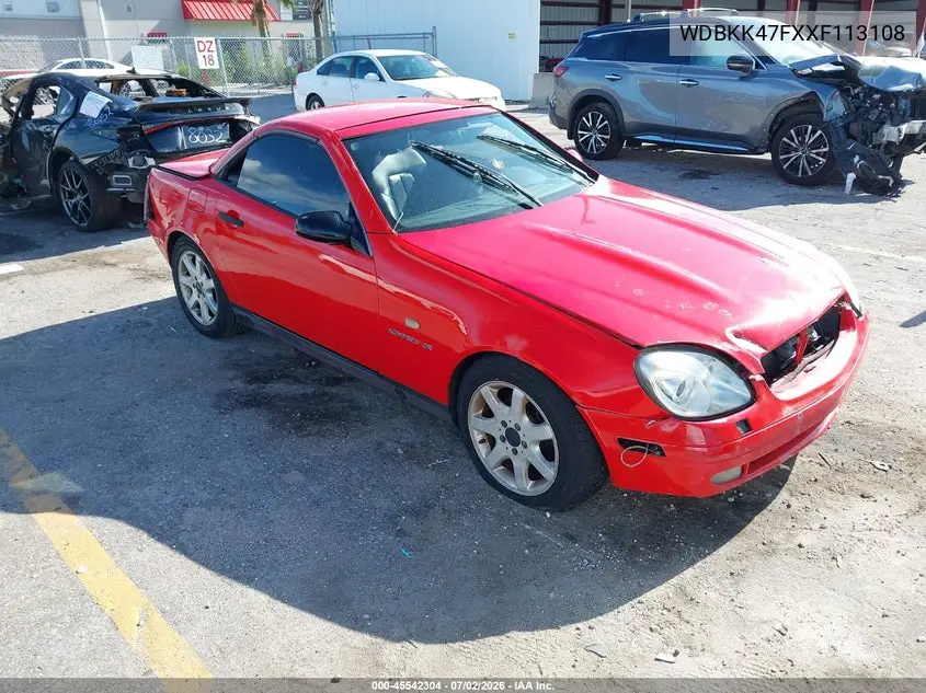 1999 Mercedes-Benz Slk 230 Kompressor VIN: WDBKK47FXXF113108 Lot: 45542304