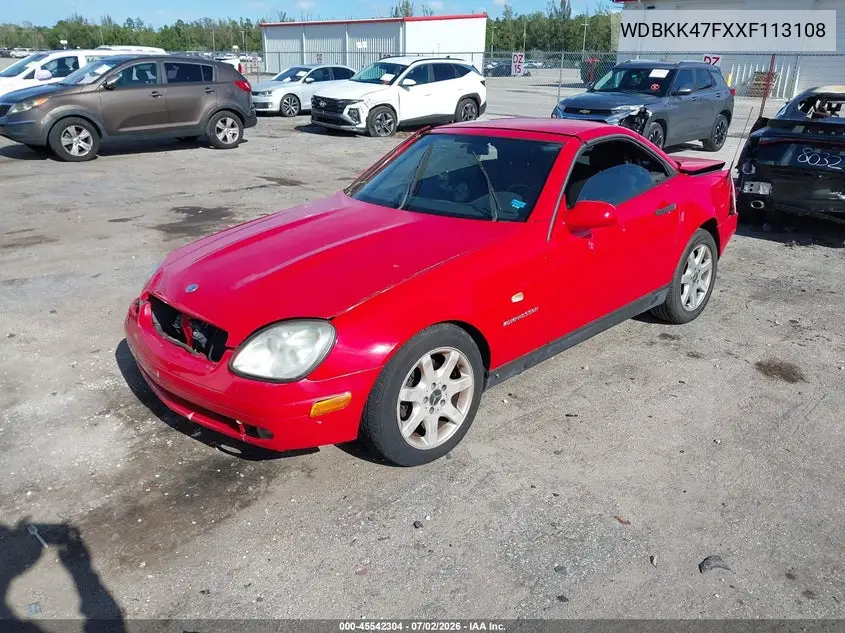 1999 Mercedes-Benz Slk 230 Kompressor VIN: WDBKK47FXXF113108 Lot: 45542304