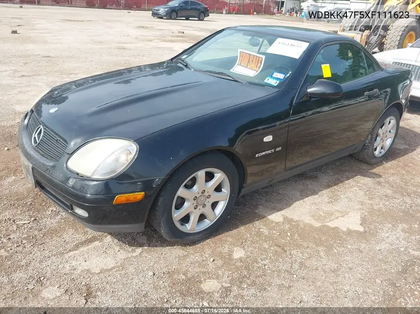 1999 Mercedes-Benz Slk 230 Kompressor VIN: WDBKK47F5XF111623 Lot: 45644655
