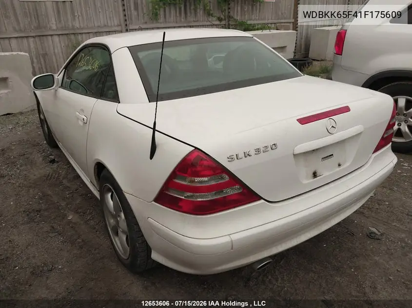 2001 Mercedes-Benz Slk 320 320 VIN: WDBKK65F41F175609 Lot: 12653606