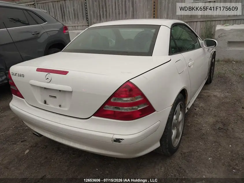 2001 Mercedes-Benz Slk 320 320 VIN: WDBKK65F41F175609 Lot: 12653606