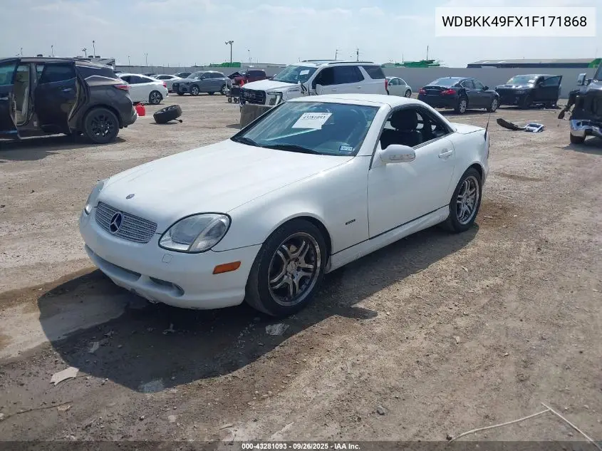 2001 Mercedes-Benz Slk 230 Kompressor VIN: WDBKK49FX1F171868 Lot: 43281093
