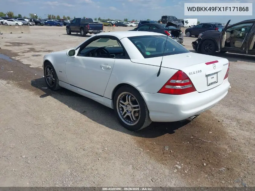 2001 Mercedes-Benz Slk 230 Kompressor VIN: WDBKK49FX1F171868 Lot: 43281093