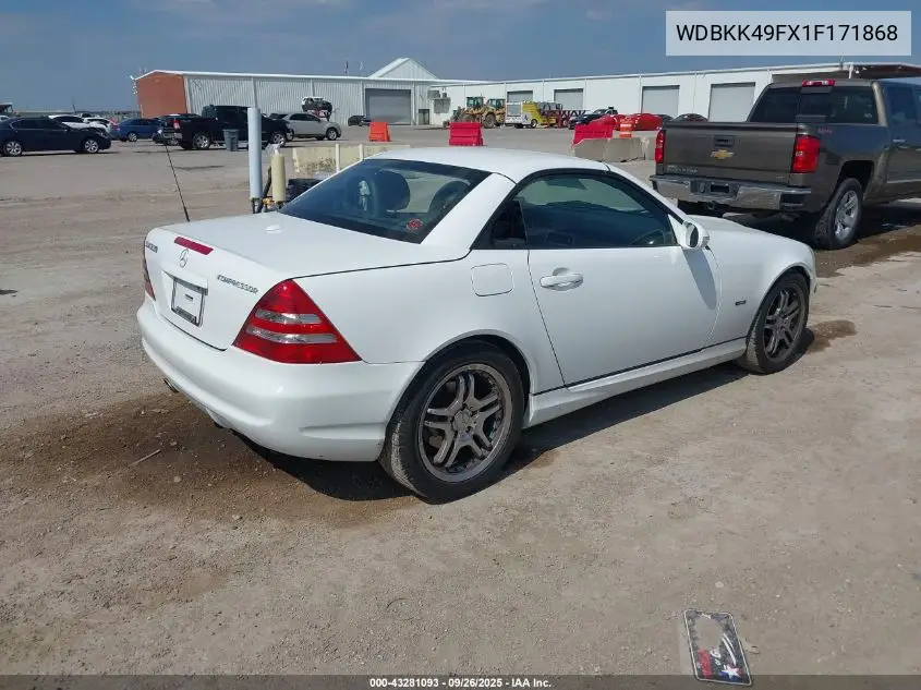 2001 Mercedes-Benz Slk 230 Kompressor VIN: WDBKK49FX1F171868 Lot: 43281093