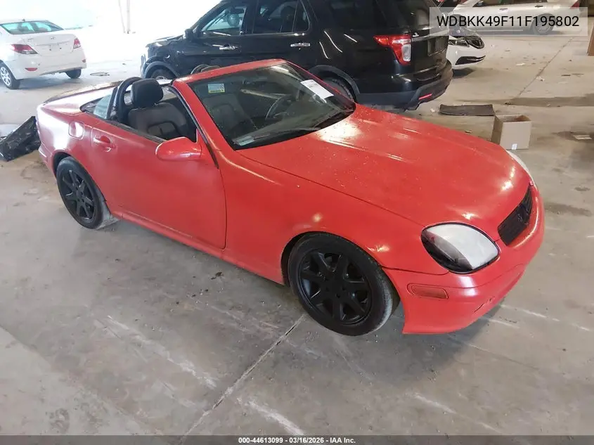 2001 Mercedes-Benz Slk 230 Kompressor VIN: WDBKK49F11F195802 Lot: 44613099