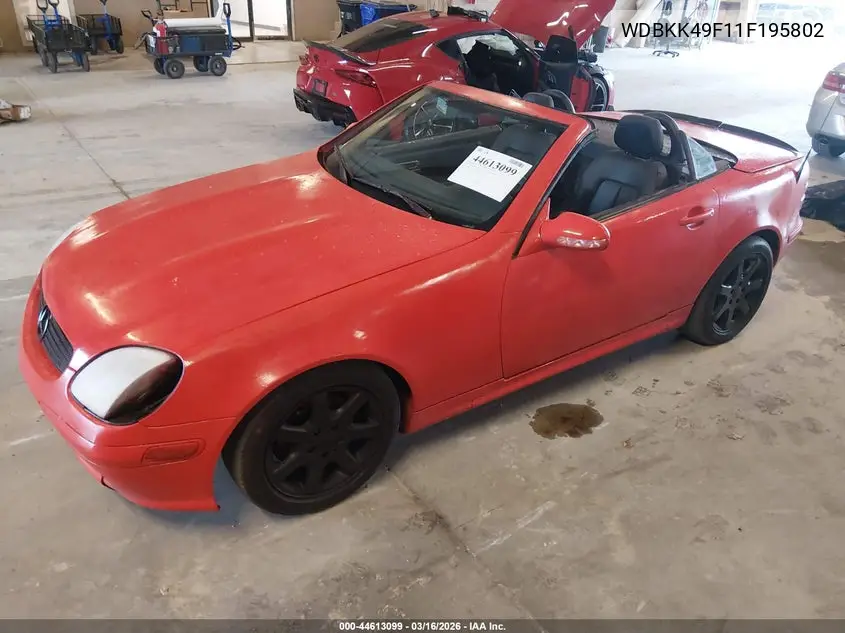 2001 Mercedes-Benz Slk 230 Kompressor VIN: WDBKK49F11F195802 Lot: 44613099