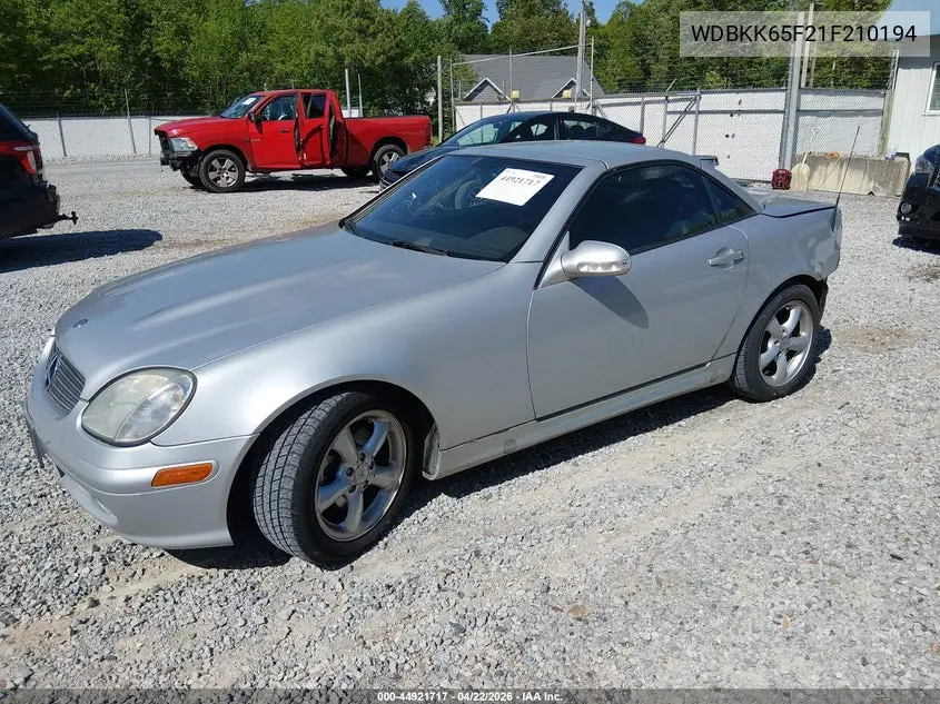 2001 Mercedes-Benz Slk 320 VIN: WDBKK65F21F210194 Lot: 44921717