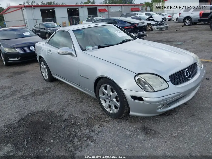 2001 Mercedes-Benz Slk 230 Kompressor VIN: WDBKK49F71F227412 Lot: 45180279