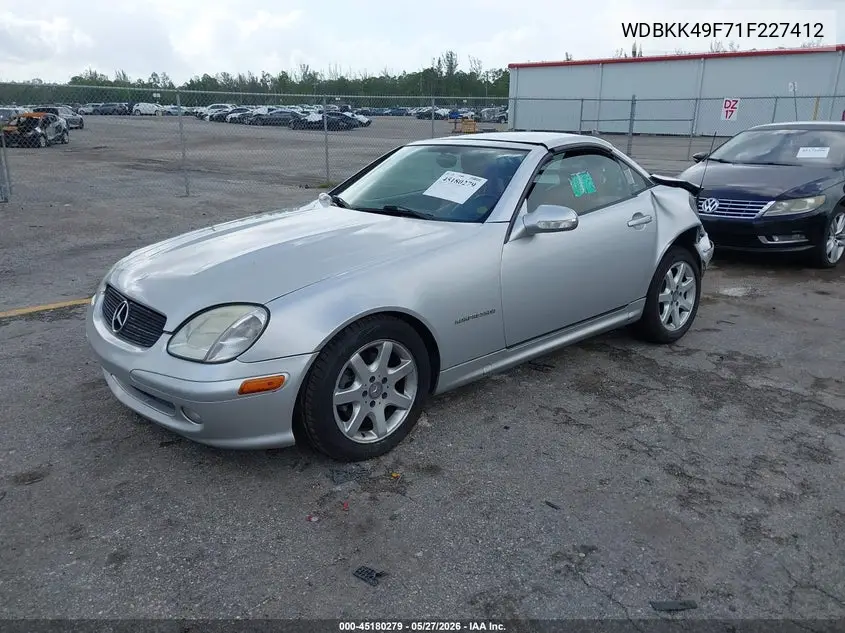 2001 Mercedes-Benz Slk 230 Kompressor VIN: WDBKK49F71F227412 Lot: 45180279