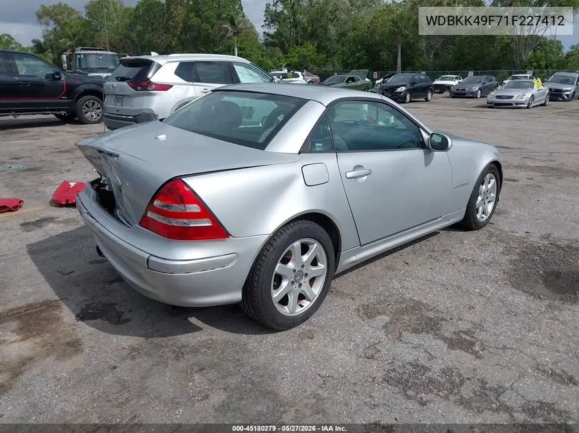 2001 Mercedes-Benz Slk 230 Kompressor VIN: WDBKK49F71F227412 Lot: 45180279