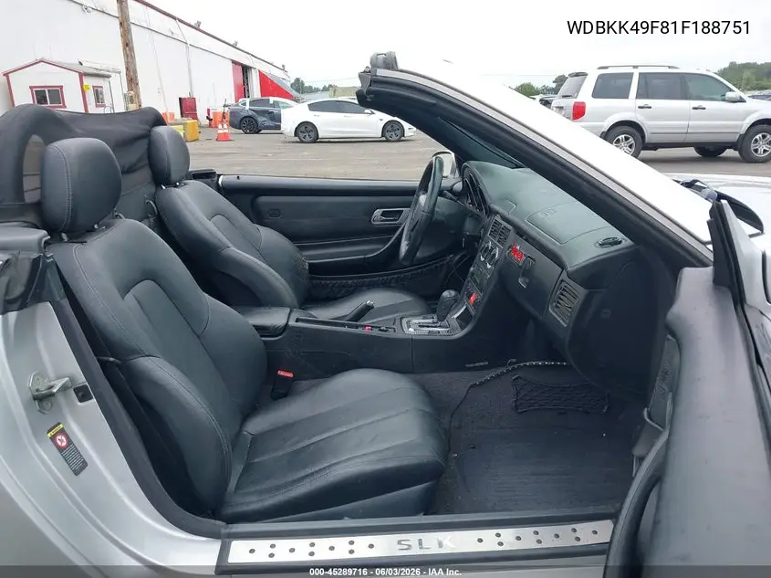 2001 Mercedes-Benz Slk 230 Kompressor VIN: WDBKK49F81F188751 Lot: 45289716