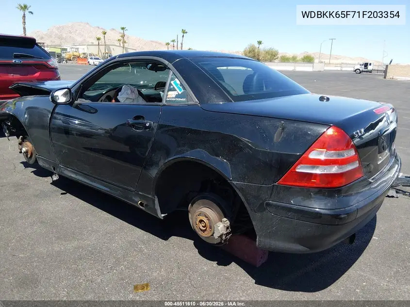 2001 Mercedes-Benz Slk 320 VIN: WDBKK65F71F203354 Lot: 45511610