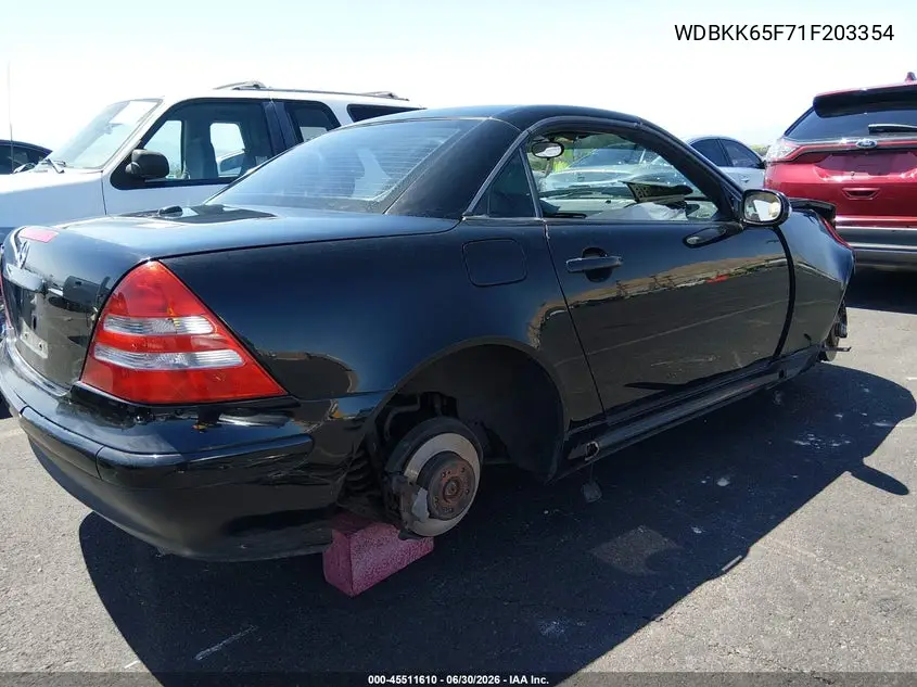 2001 Mercedes-Benz Slk 320 VIN: WDBKK65F71F203354 Lot: 45511610