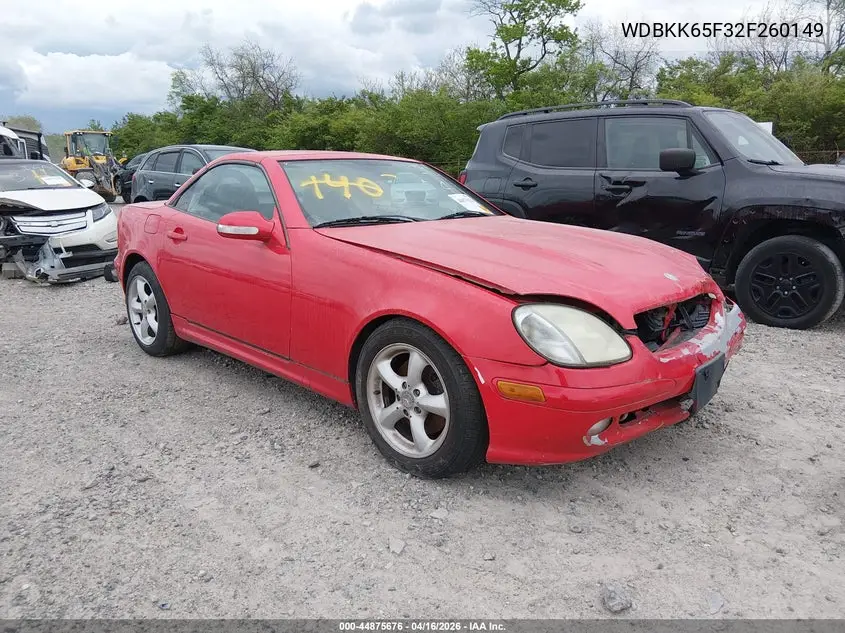 2002 Mercedes-Benz Slk 320 VIN: WDBKK65F32F260149 Lot: 44875676