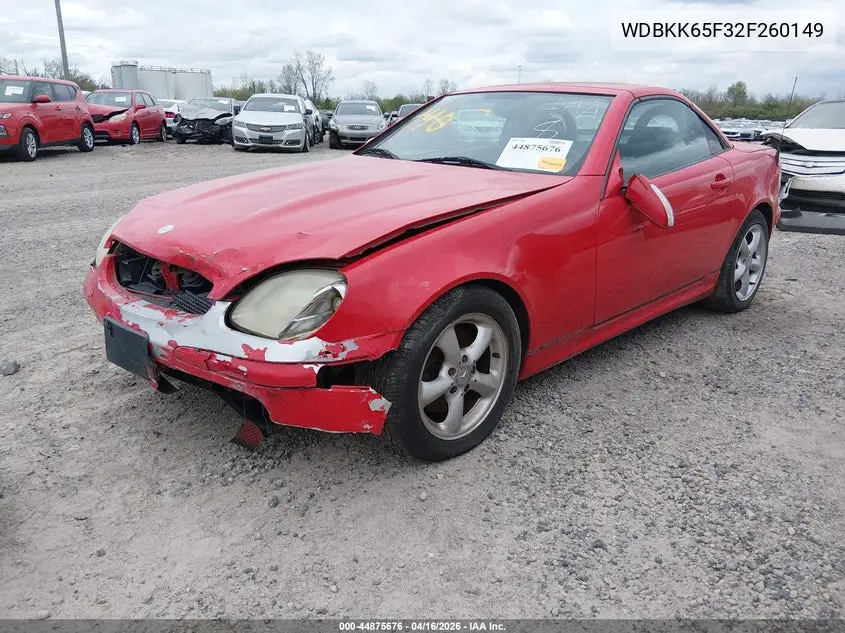2002 Mercedes-Benz Slk 320 VIN: WDBKK65F32F260149 Lot: 44875676