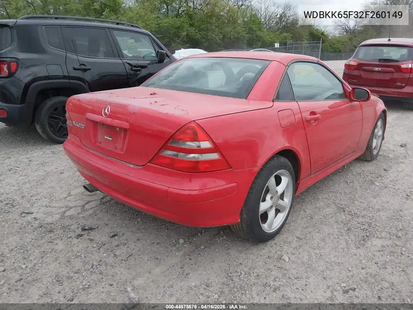 2002 Mercedes-Benz Slk 320 VIN: WDBKK65F32F260149 Lot: 44875676