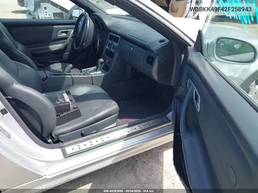 2002 Mercedes-Benz Slk 230 Kompressor VIN: WDBKK49F42F258943 Lot: 45293996