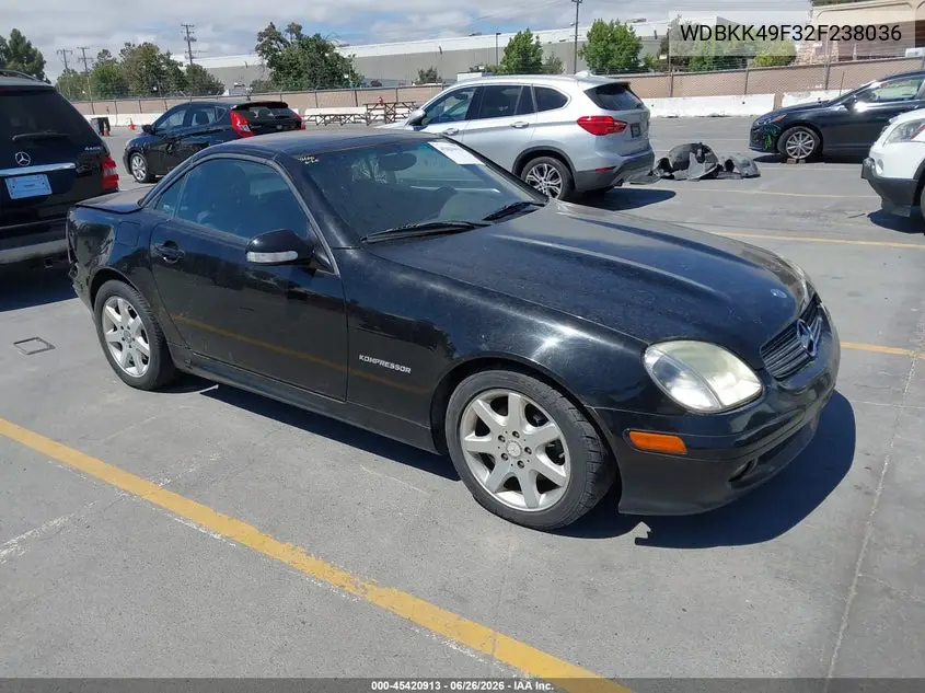 2002 Mercedes-Benz Slk 230 Kompressor VIN: WDBKK49F32F238036 Lot: 45420913