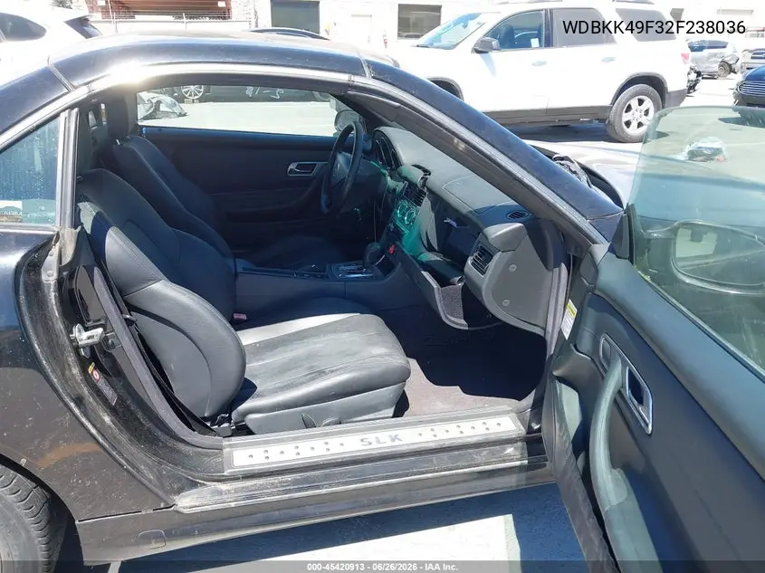 2002 Mercedes-Benz Slk 230 Kompressor VIN: WDBKK49F32F238036 Lot: 45420913