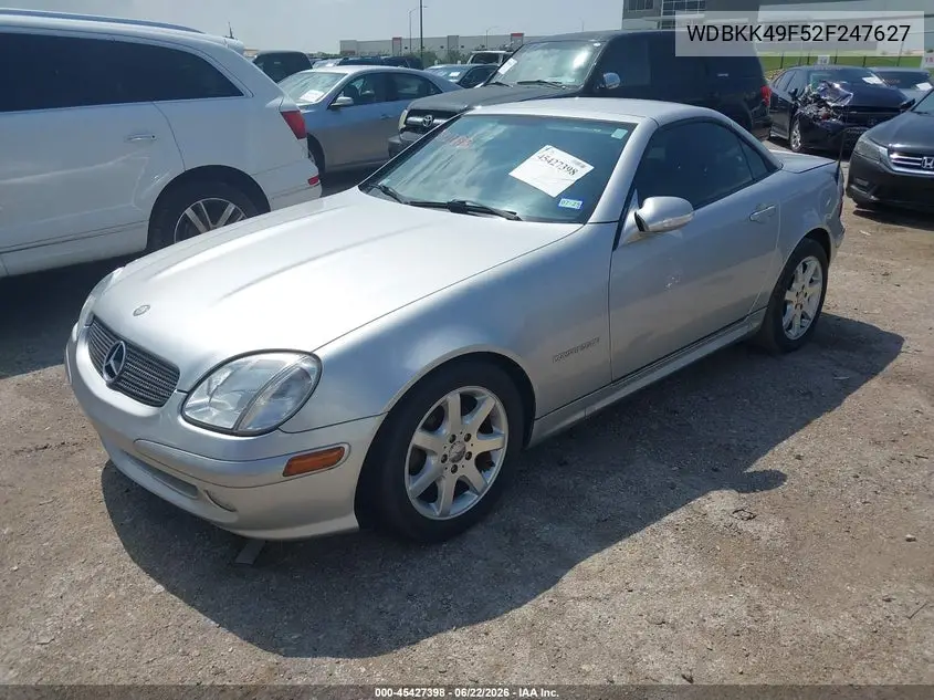 2002 Mercedes-Benz Slk 230 Kompressor VIN: WDBKK49F52F247627 Lot: 45427398