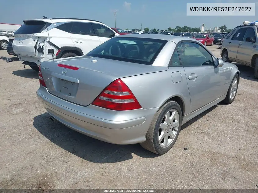 2002 Mercedes-Benz Slk 230 Kompressor VIN: WDBKK49F52F247627 Lot: 45427398
