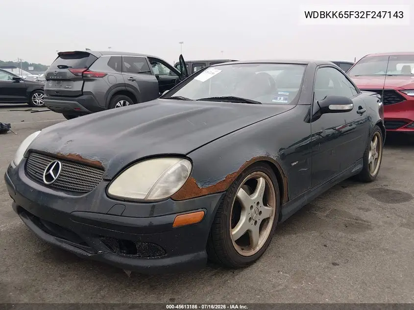 2002 Mercedes-Benz Slk 320 VIN: WDBKK65F32F247143 Lot: 45613186