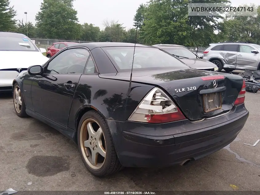 2002 Mercedes-Benz Slk 320 VIN: WDBKK65F32F247143 Lot: 45613186