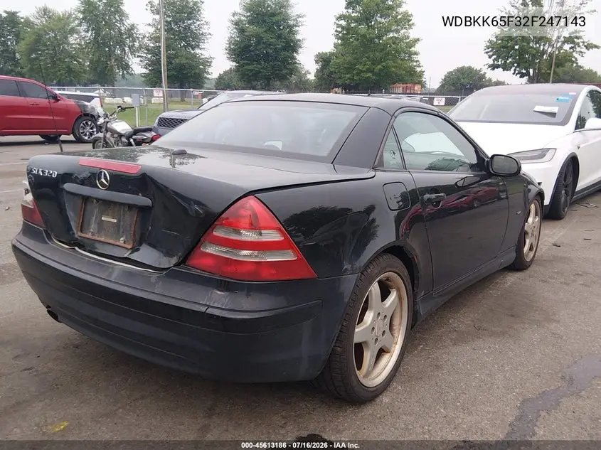2002 Mercedes-Benz Slk 320 VIN: WDBKK65F32F247143 Lot: 45613186