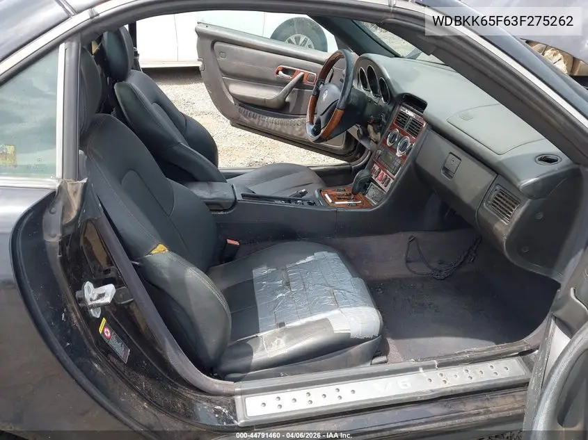 2003 Mercedes-Benz Slk 320 VIN: WDBKK65F63F275262 Lot: 44791460