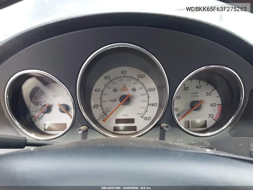 2003 Mercedes-Benz Slk 320 VIN: WDBKK65F63F275262 Lot: 44791460
