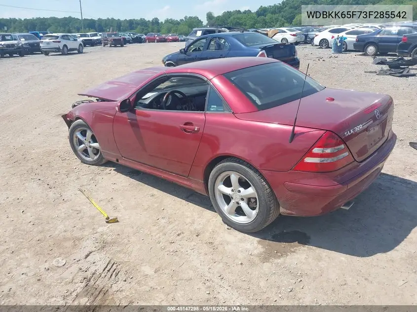 2003 Mercedes-Benz Slk 320 VIN: WDBKK65F73F285542 Lot: 45147298