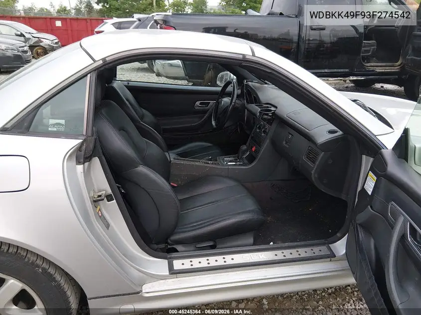 2003 Mercedes-Benz Slk 230 Kompressor VIN: WDBKK49F93F274542 Lot: 45245364