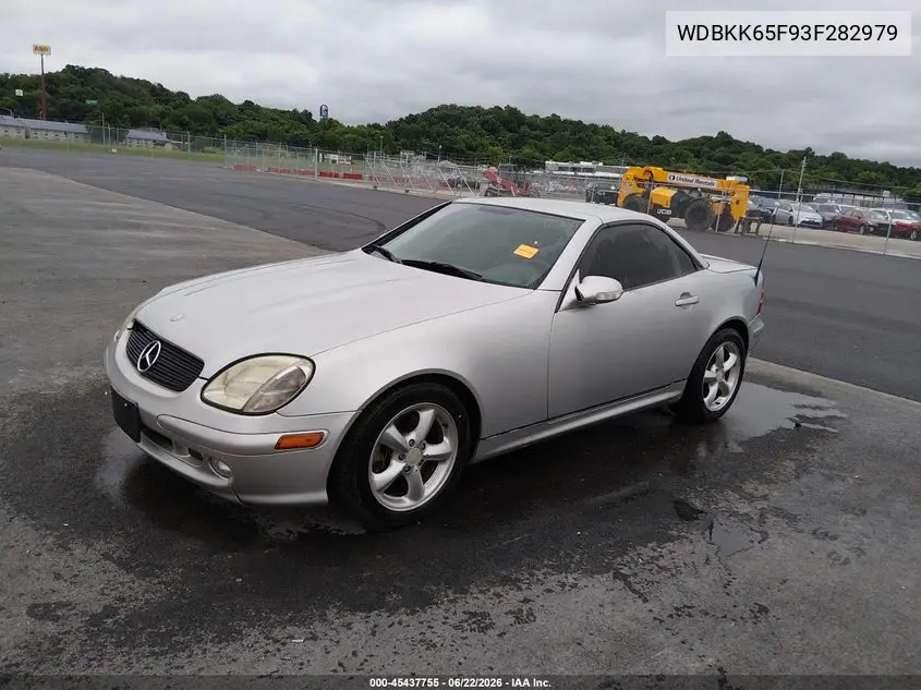 2003 Mercedes-Benz Slk 320 VIN: WDBKK65F93F282979 Lot: 45437755
