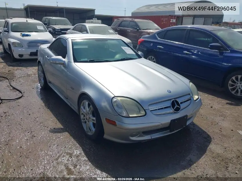 2004 Mercedes-Benz Slk 230 Kompressor VIN: WDBKK49F44F296045 Lot: 44396284