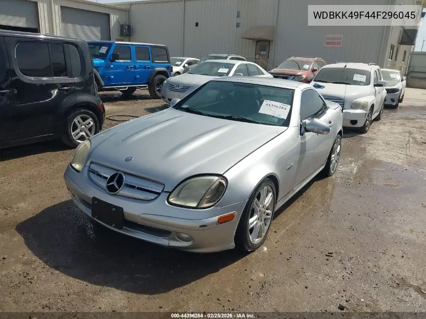 2004 Mercedes-Benz Slk 230 Kompressor VIN: WDBKK49F44F296045 Lot: 44396284