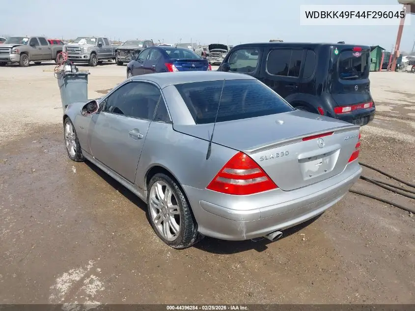 2004 Mercedes-Benz Slk 230 Kompressor VIN: WDBKK49F44F296045 Lot: 44396284