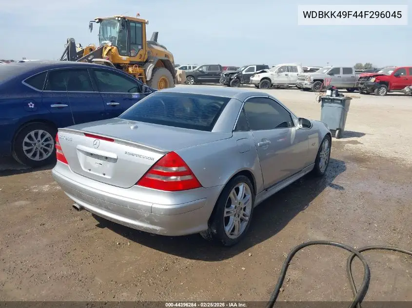 2004 Mercedes-Benz Slk 230 Kompressor VIN: WDBKK49F44F296045 Lot: 44396284