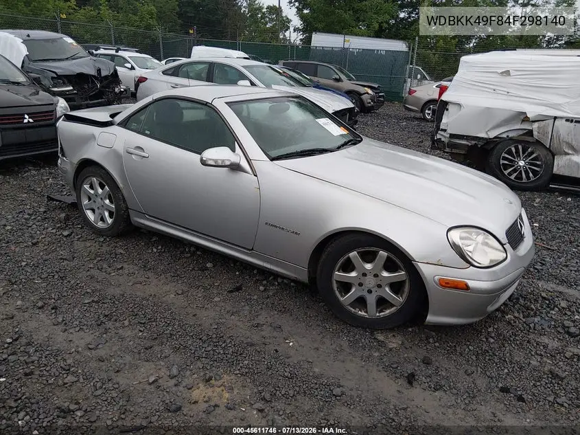 2004 Mercedes-Benz Slk 230 Kompressor VIN: WDBKK49F84F298140 Lot: 45611746