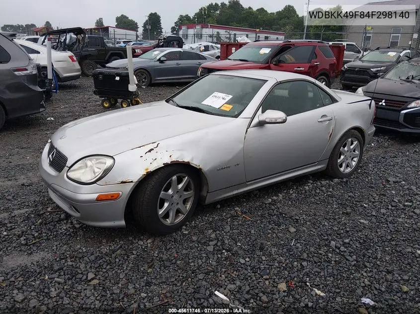 2004 Mercedes-Benz Slk 230 Kompressor VIN: WDBKK49F84F298140 Lot: 45611746