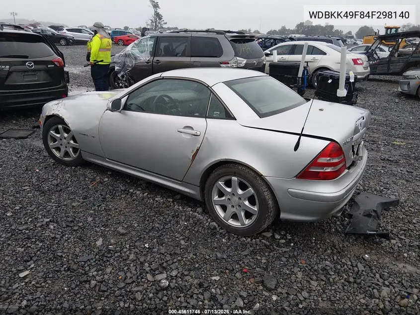 2004 Mercedes-Benz Slk 230 Kompressor VIN: WDBKK49F84F298140 Lot: 45611746