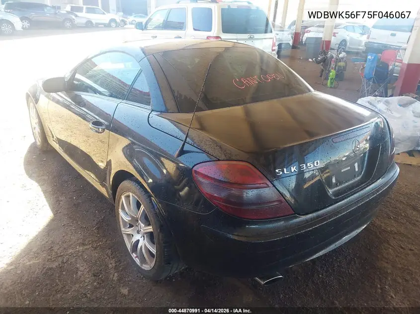 2005 Mercedes-Benz Slk 350 VIN: WDBWK56F75F046067 Lot: 44870991