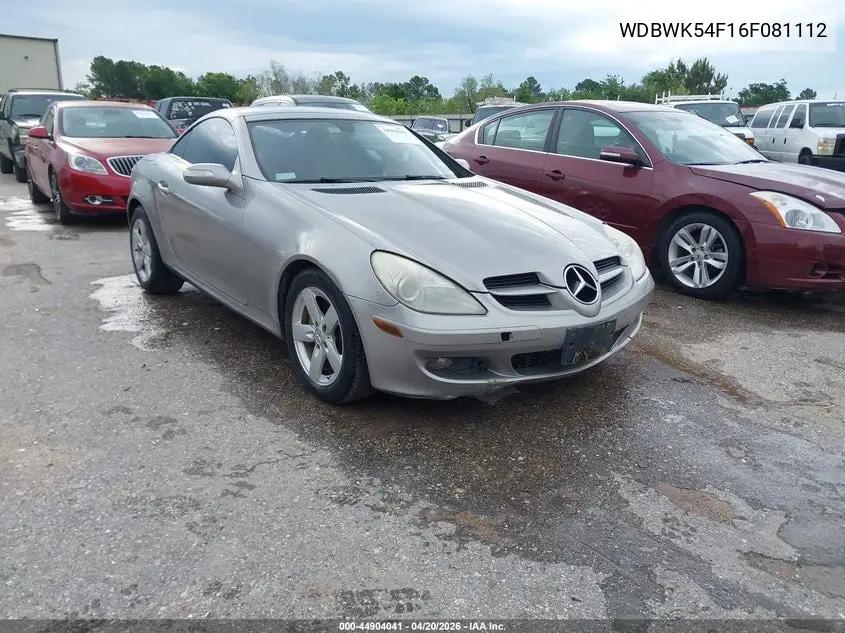 2006 Mercedes-Benz Slk 280 VIN: WDBWK54F16F081112 Lot: 44904041