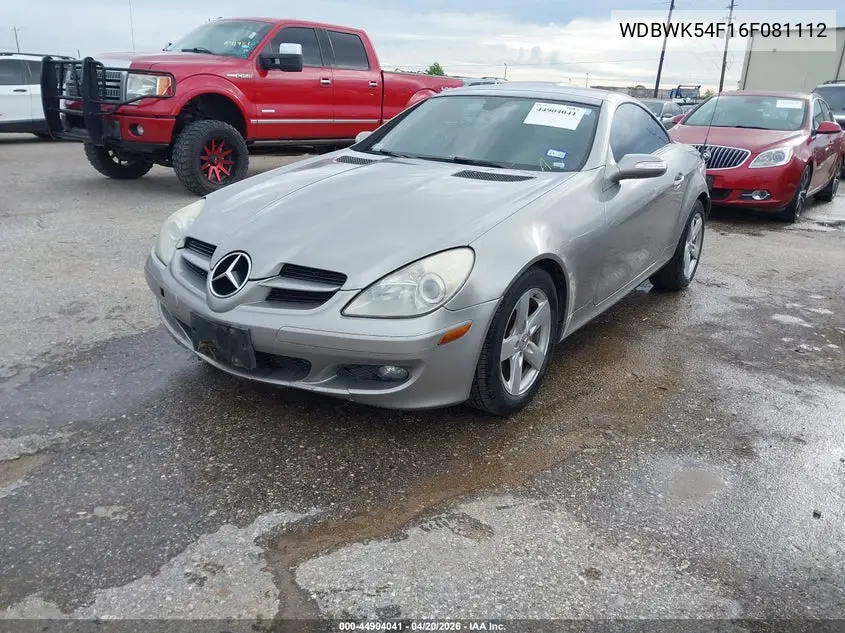 2006 Mercedes-Benz Slk 280 VIN: WDBWK54F16F081112 Lot: 44904041